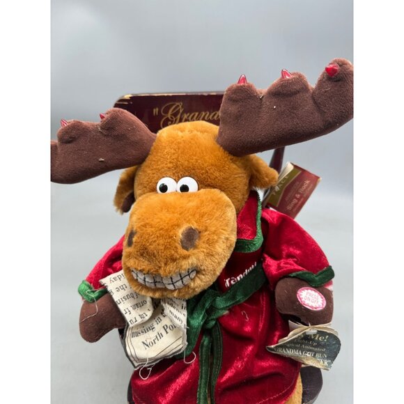 Grandma Got Run Over By A Reindeer Animated Rocking chair Moose Plush 14" READ - Picture 4 of 9